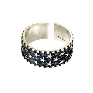 925 Sterling Stamped Adjustable Star Boho Ring #1308